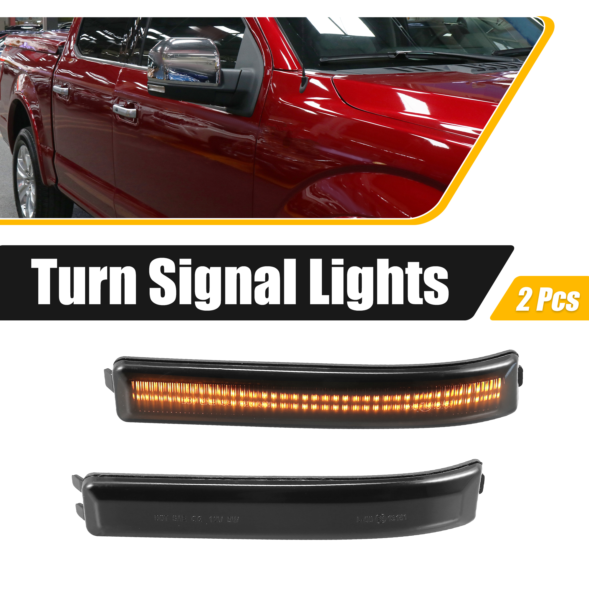 Unique Bargains Turn Signal Light for Ford F-150 2009-2014 9L3Z-17E749-AA 9L3Z-17E748-AA 2pcs