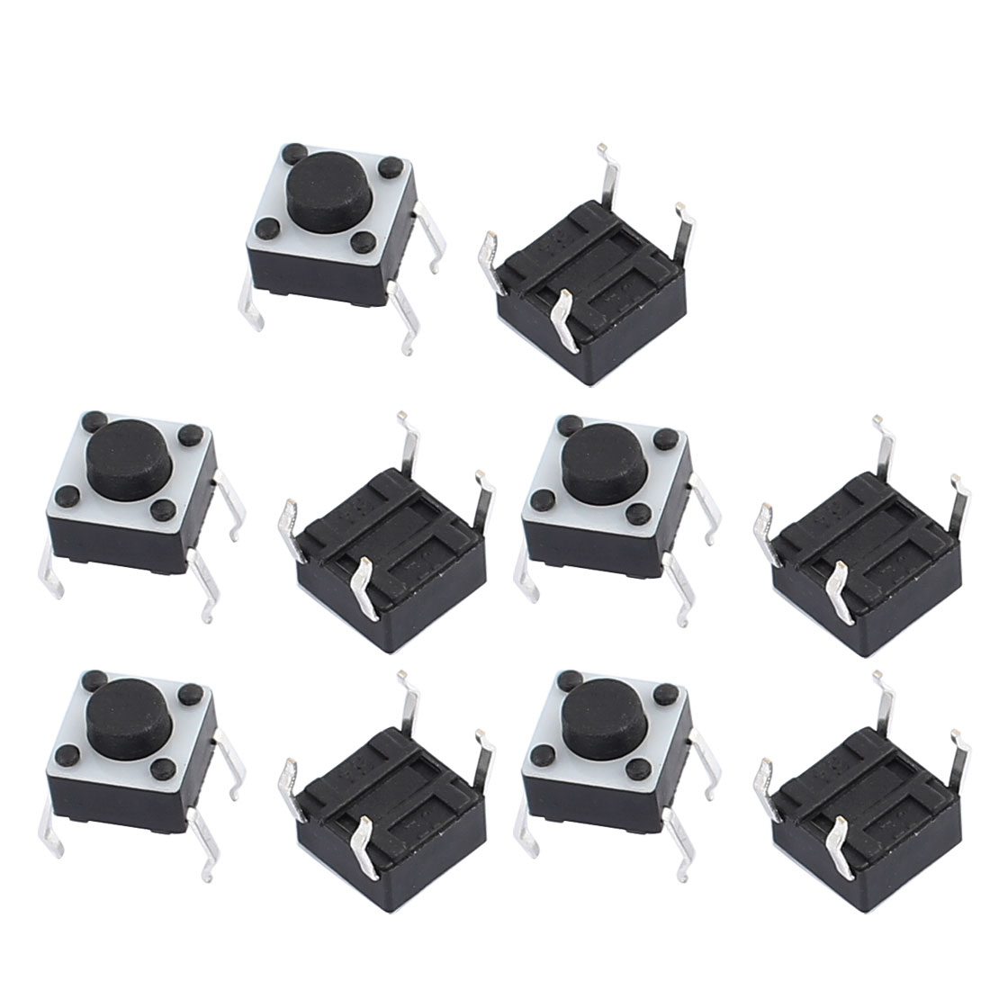 Unique Bargains 10Pcs 6mmx6mmx5mm Panel PCB Momentary Contact Tactile Tact Switch 4 Terminals