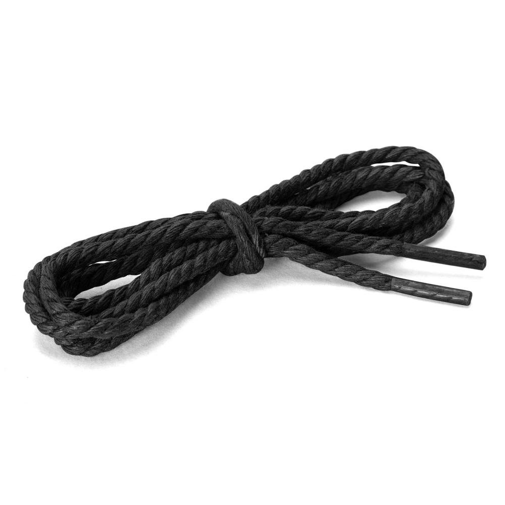Unique Bargains 2 Pairs Round Rope Waterproof Braided Waxed Shoelaces for Casual Dress Boots Shoes Black 120 cm/47.2"