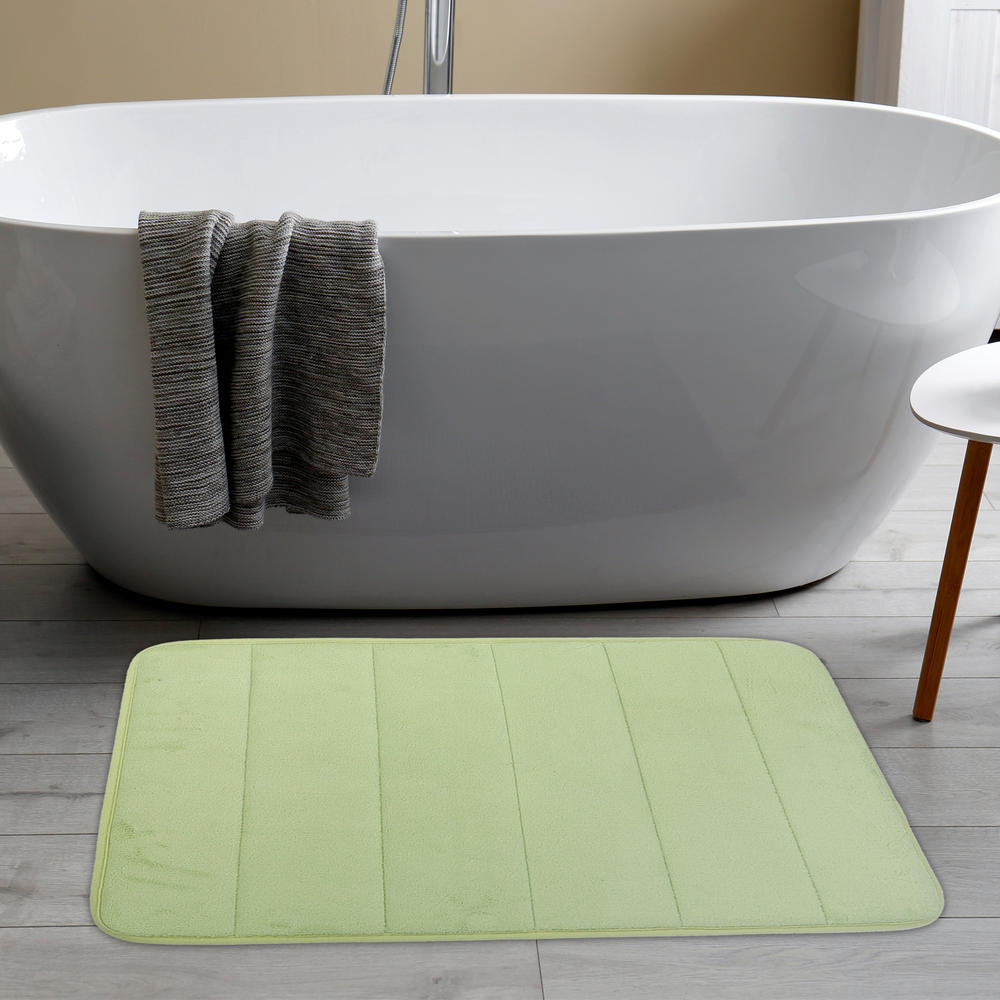 Unique Bargains 2 Pcs Memory Foam Bathroom Mat Non Slip Soft Bath Rugs Green 40x60cm+50x80cm