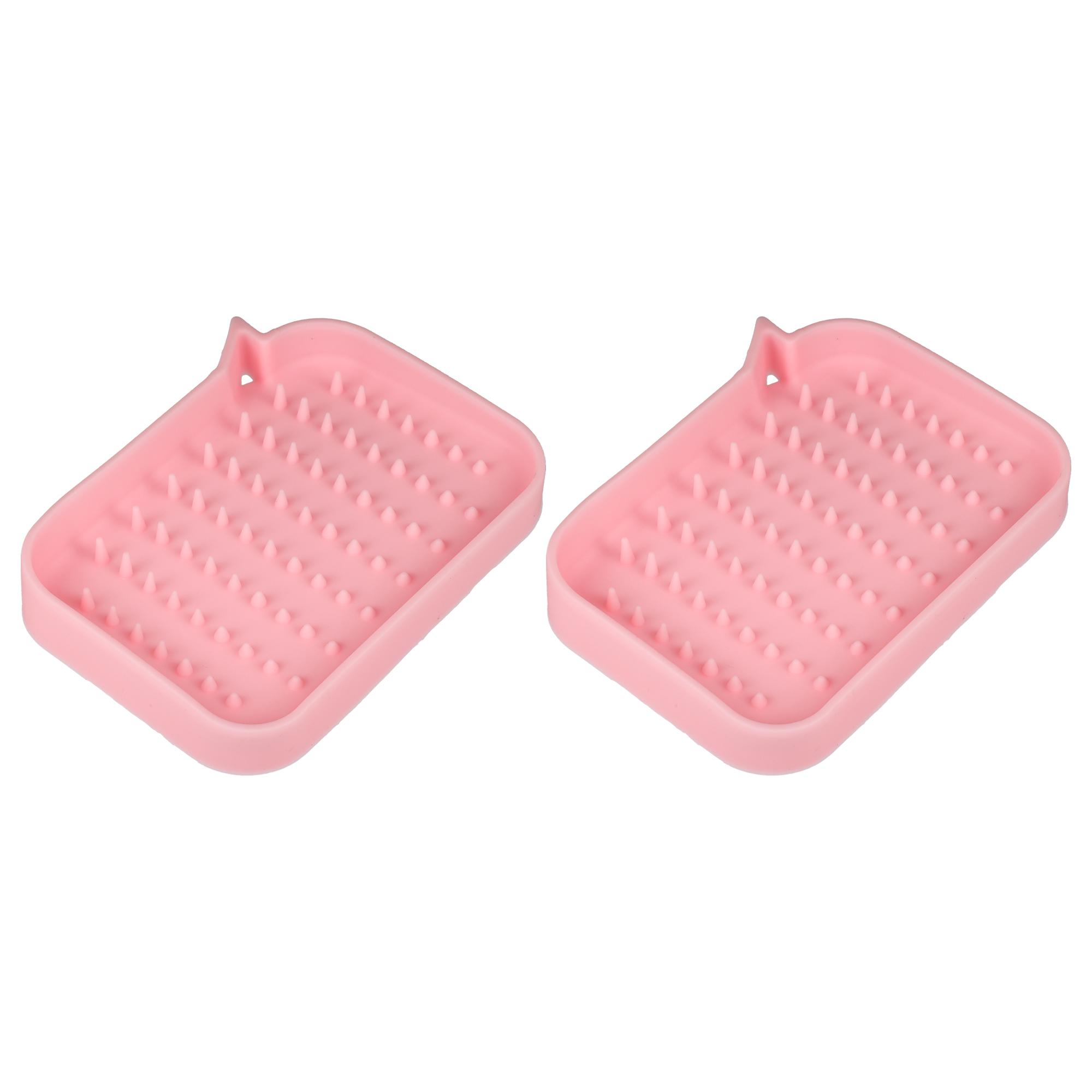 Unique Bargains Soap Dish Soap Cleaning Storage for Home Bathroom Kitchen Silicone Pink 2 Pcs