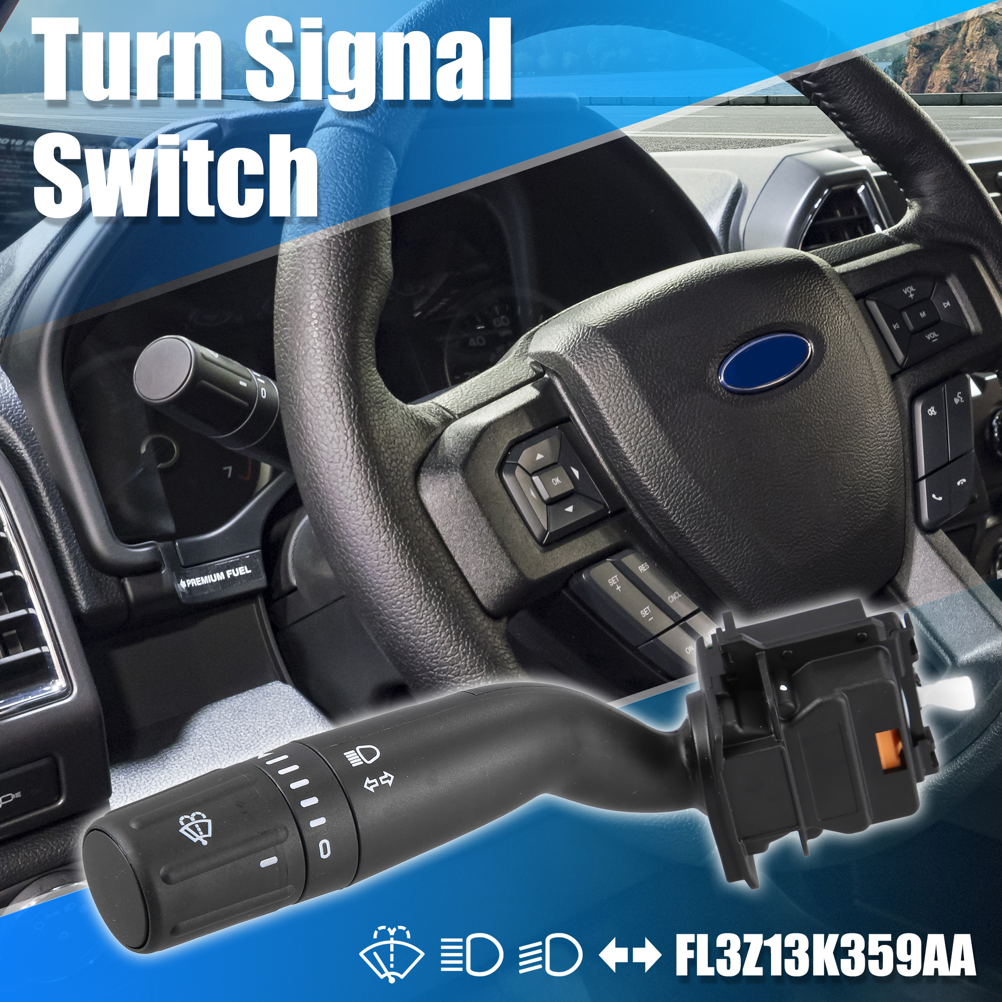 Unique Bargains Multi-Function Switch Windshield Wiper Combination Switch for Ford FL3Z13K359AA
