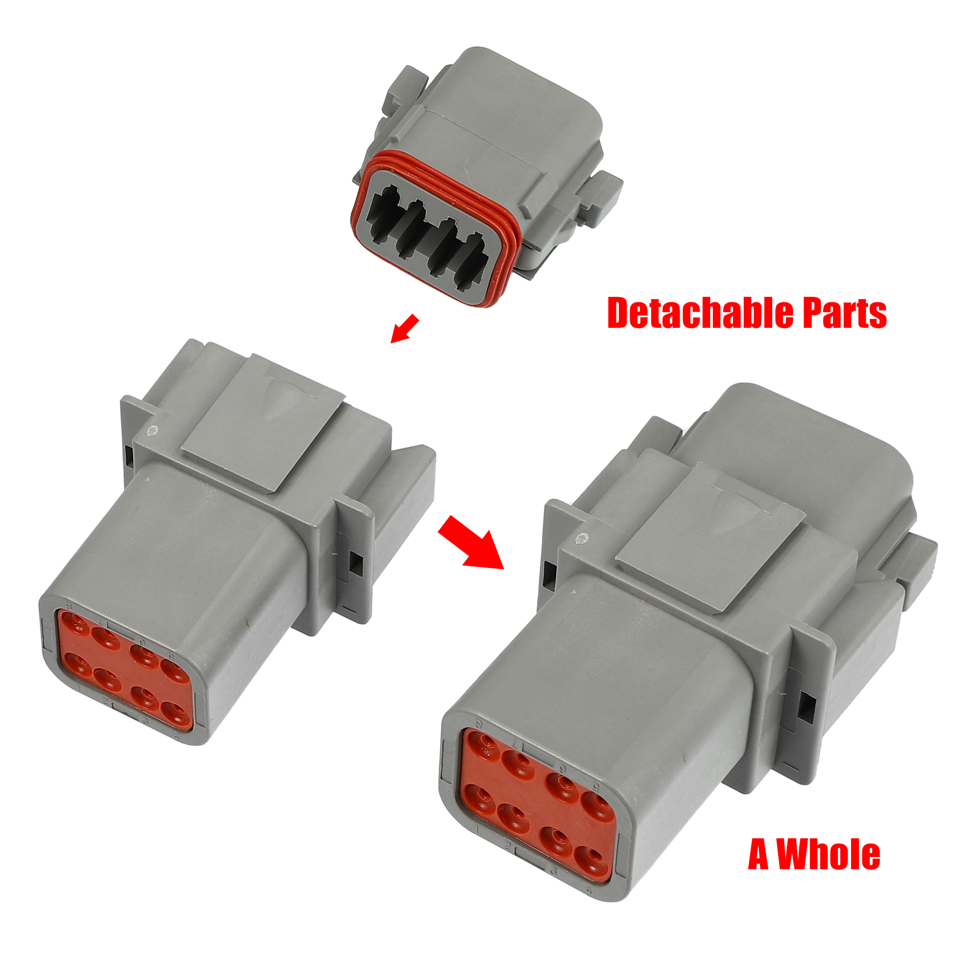 Unique Bargains 3 Set 8 Pin Way Connector Gray Waterproof Electrical Wire Connector for Car