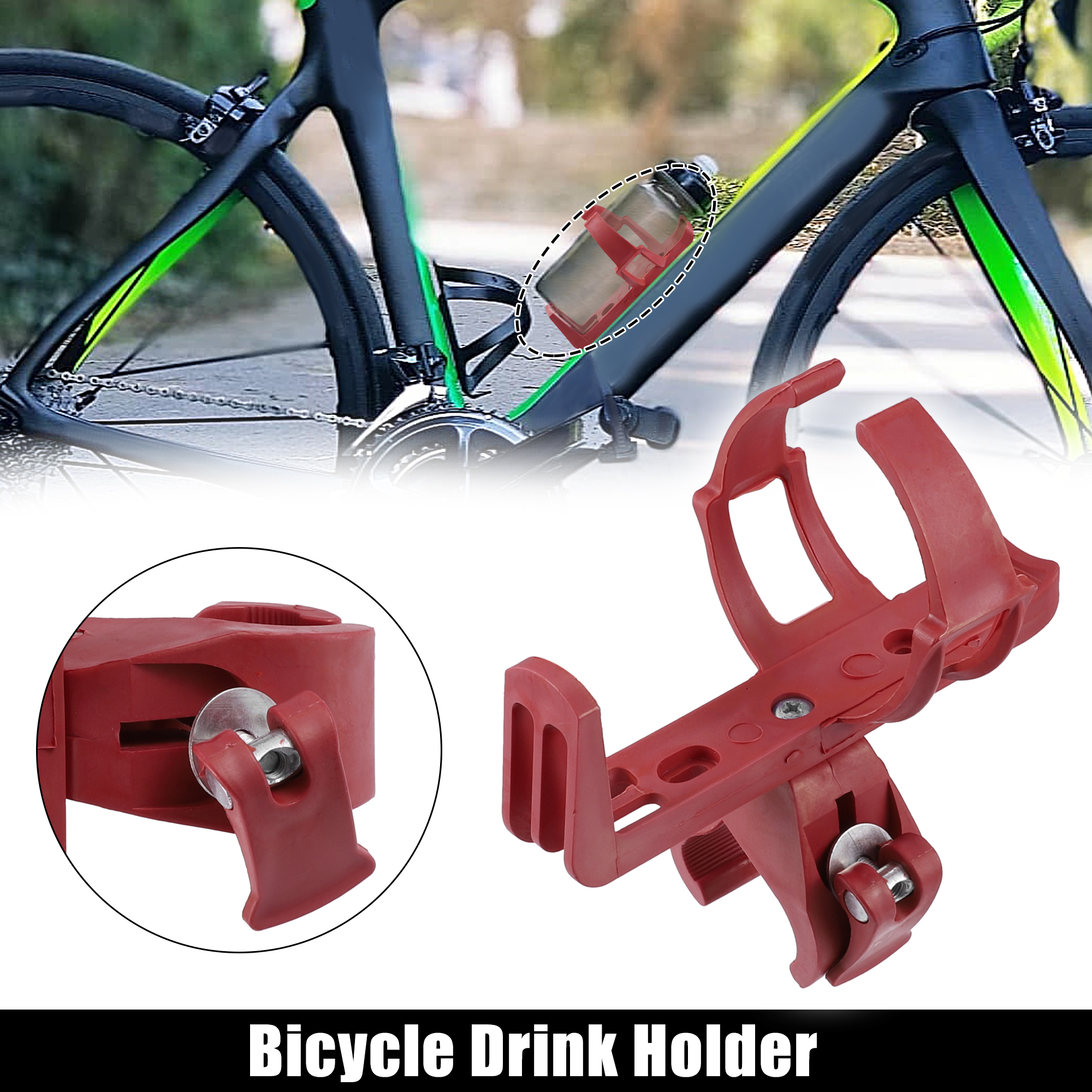 Unique Bargains 1 Pcs Lightweight Bike Water Bottle Cage Holder for Bicycle Plastic Red