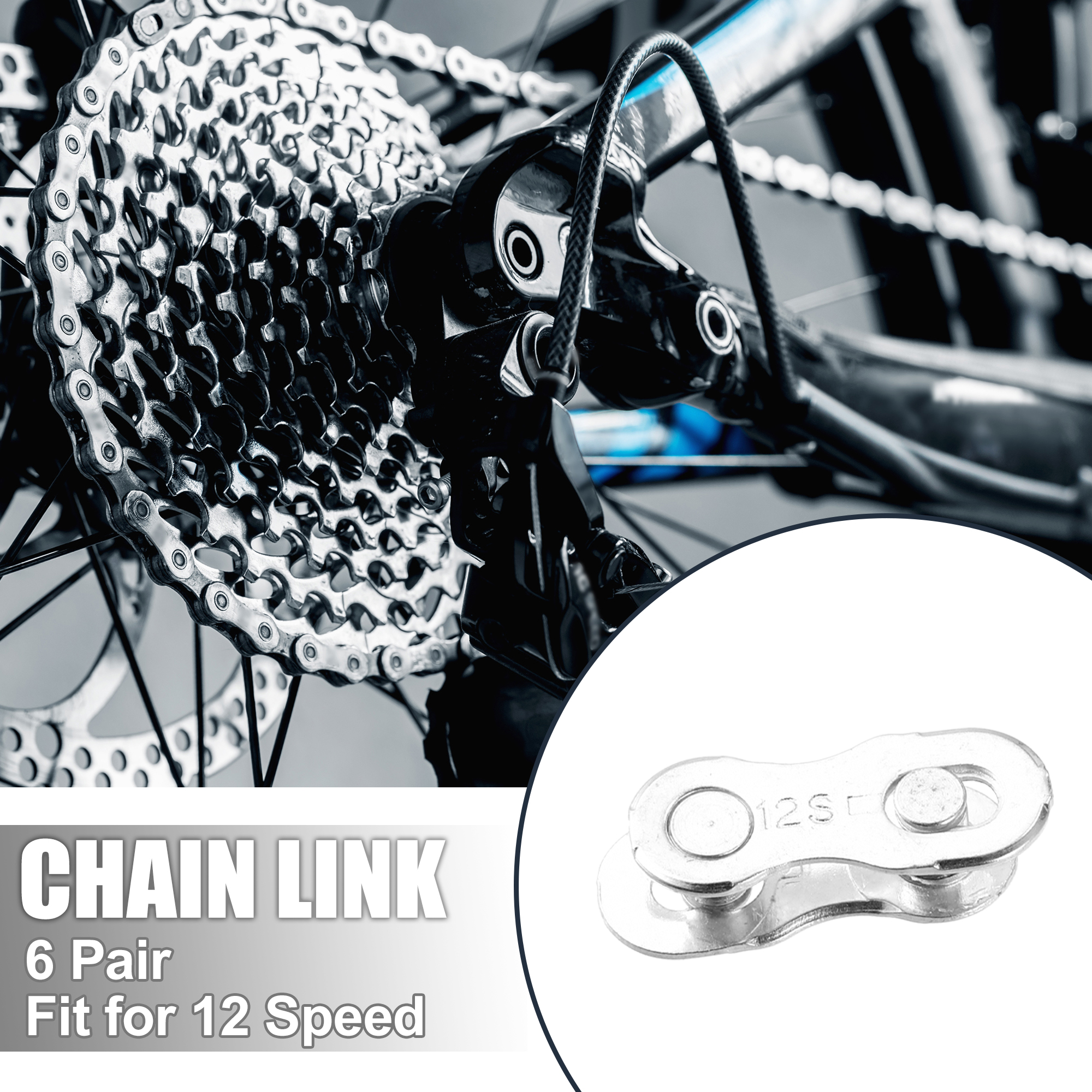 Unique Bargains 6 Pair 12 Speed Silver Tone Chain Master Link Connectors for Bike Bicycle MTB