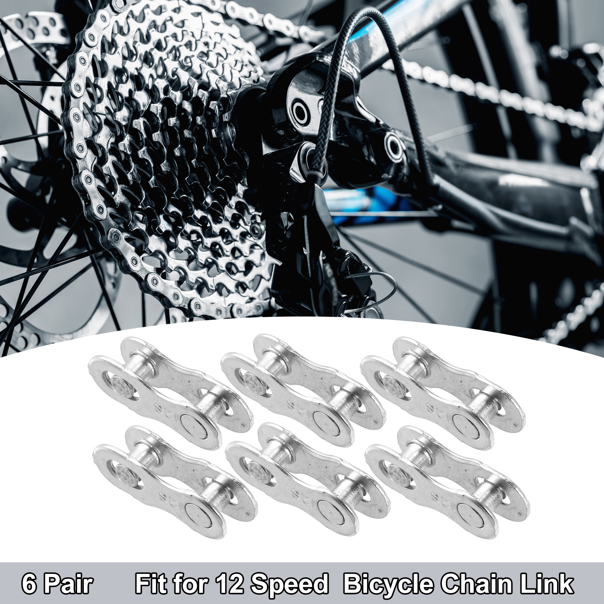 Unique Bargains 6 Pair 12 Speed Silver Tone Chain Master Link Connectors for Bike Bicycle MTB