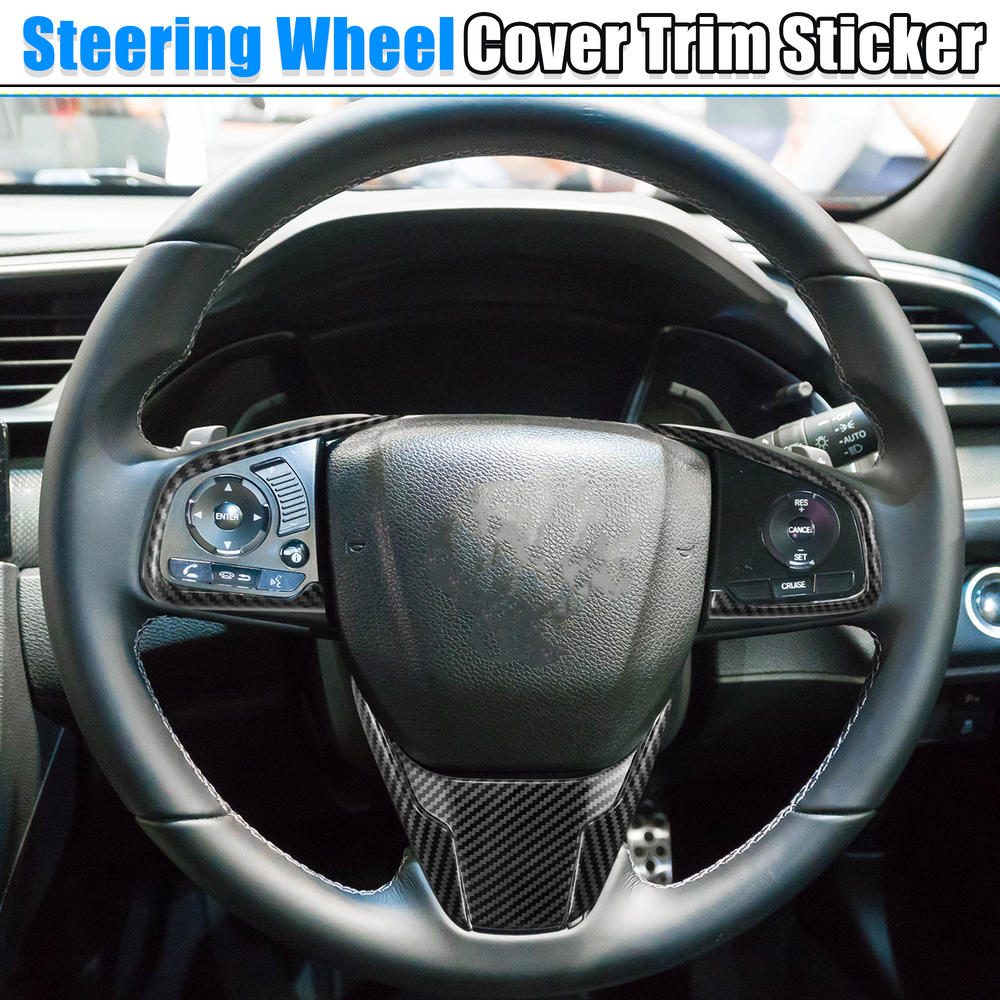 Unique Bargains 1 Set Carbon Fiber Pattern Black Steering Wheel Cover for Honda Civic 16-21