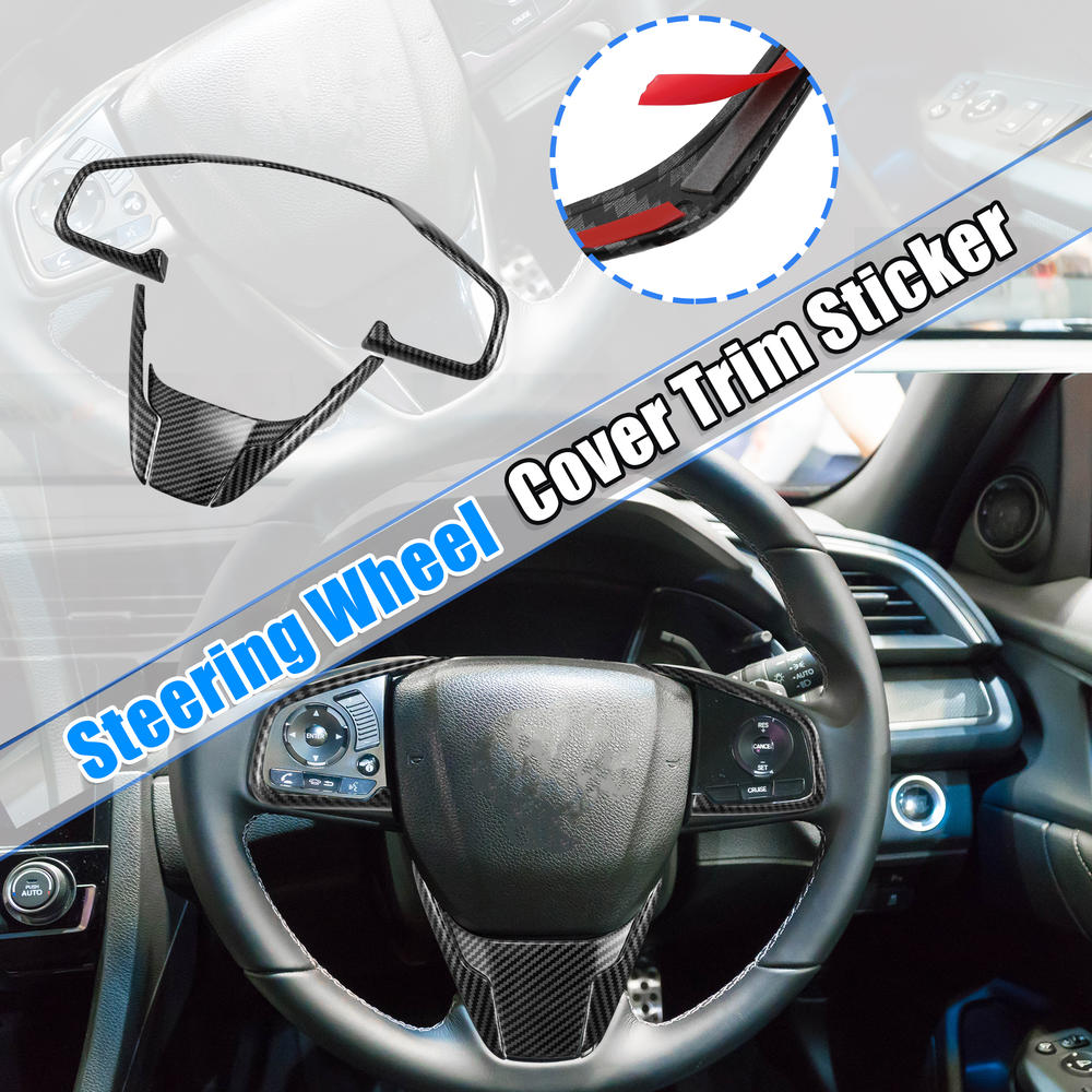 Unique Bargains 1 Set Carbon Fiber Pattern Black Steering Wheel Cover for Honda Civic 16-21