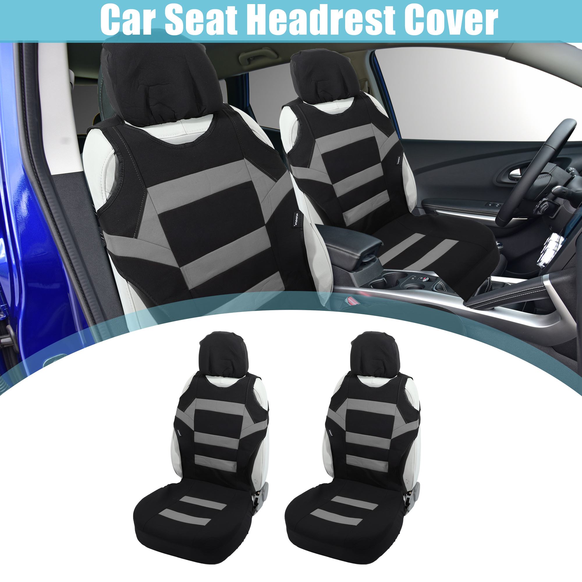 Unique Bargains Front Car Seat Cover Universal Seat Protectors Seat Cushion Cover Gray - Pack of 2