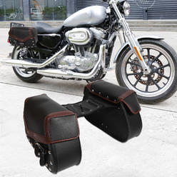 Unique Bargains 1 Pair Motorbike Saddlebag Handlebar Bags Bags Adjustable Buckles Black Brown