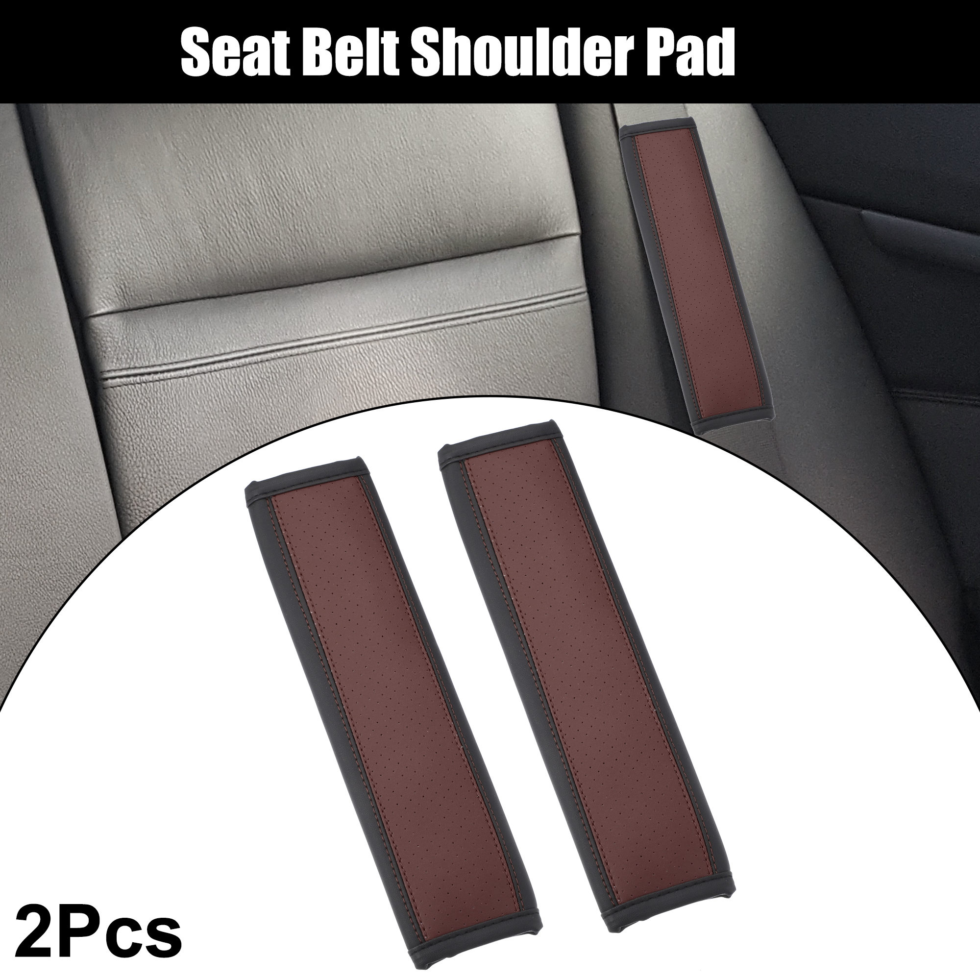 Unique Bargains 2pcs Universal Car Seat Belt Shoulder Pad Neck Mat Faux Leather Hole