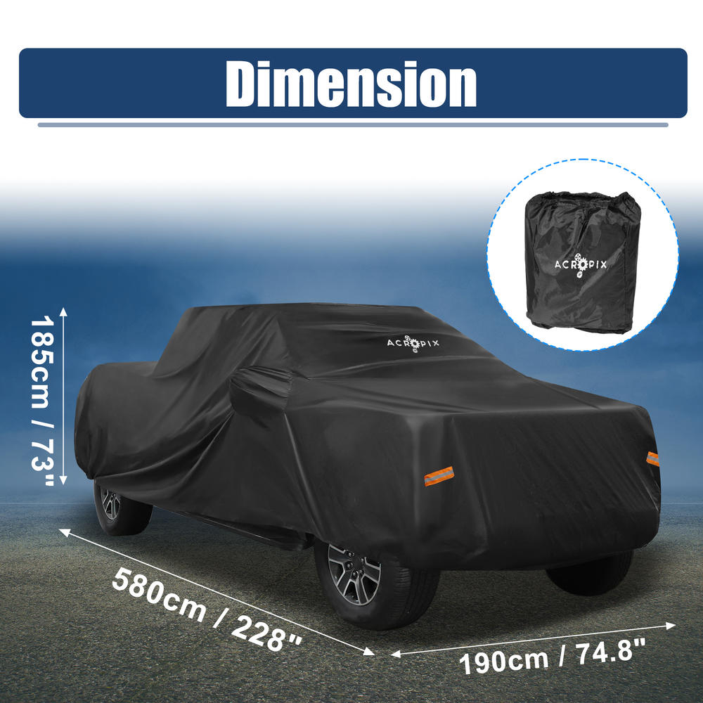 Unique Bargains Pickup Truck Car Cover Fit for Toyota Tacoma Double Cab 4 Door 6.1 Feet Bed - Pack of 1 Black