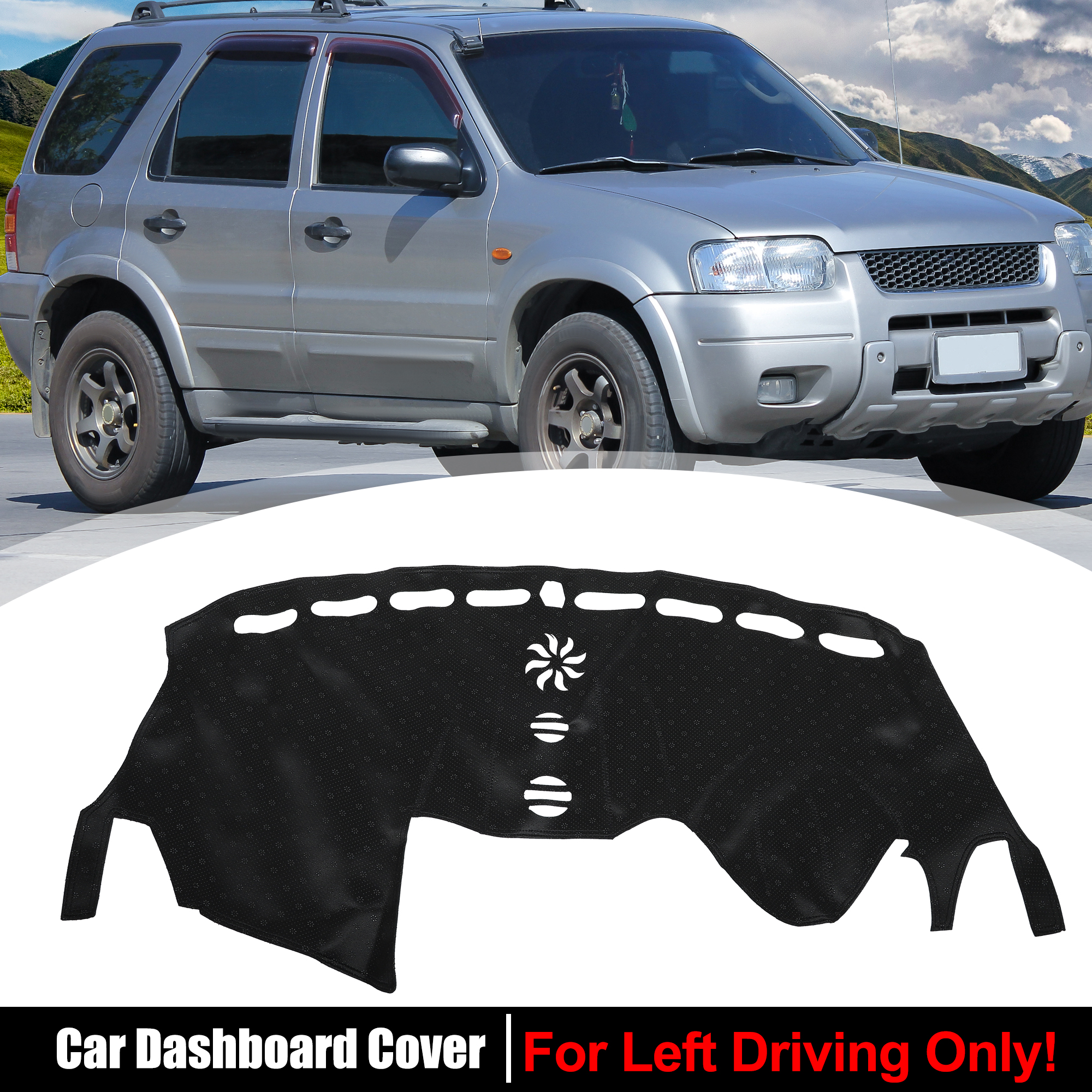 Unique Bargains Suede Fabric Dash Cover for Ford Escape 2014-2019 Dash Cover Nonslip No Glare