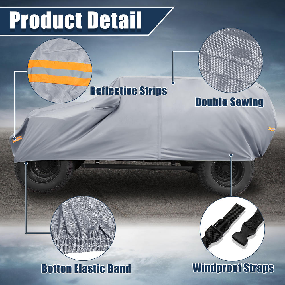 Unique Bargains SUV Car Cover for Jeep Wrangler JK JL 4 door 2007-2021 Sun Protection Gray