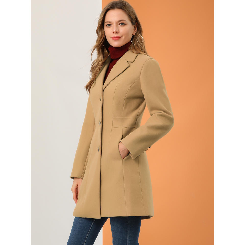 Unique Bargains Allegra K Women's Single Breasted Long Winter Coats