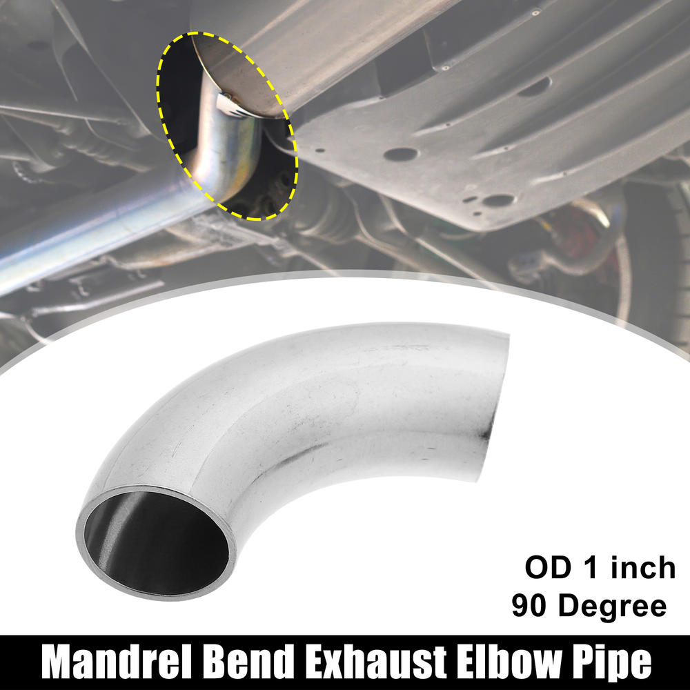 Unique Bargains 1 Pcs OD 1 Inch 90 Degree Exhaust Elbow Pipe Stainless Steel Silver Tone