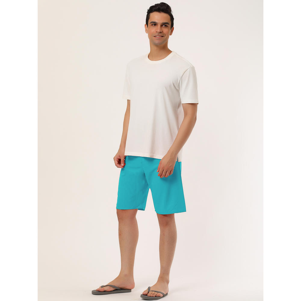 Unique Bargains Lars Amadeus Men's Board Shorts Solid Color Drawstring Beach Shorts