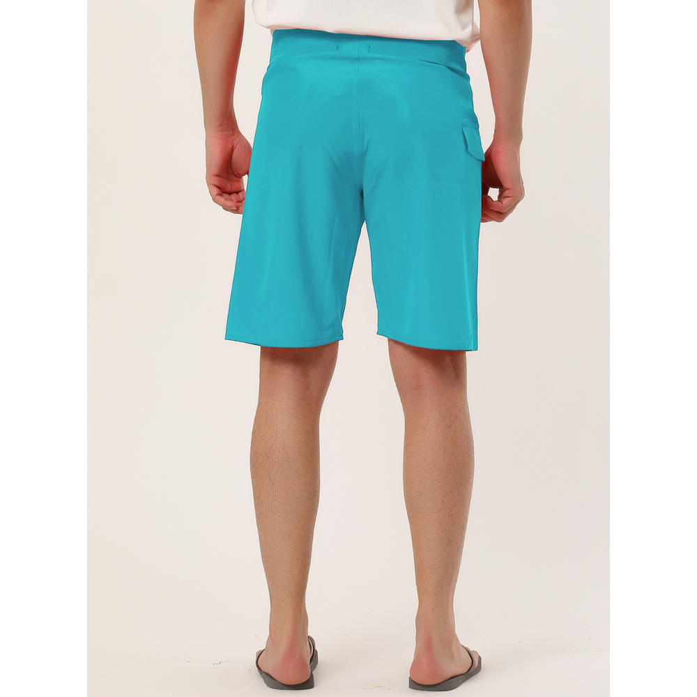Unique Bargains Lars Amadeus Men's Board Shorts Solid Color Drawstring Beach Shorts