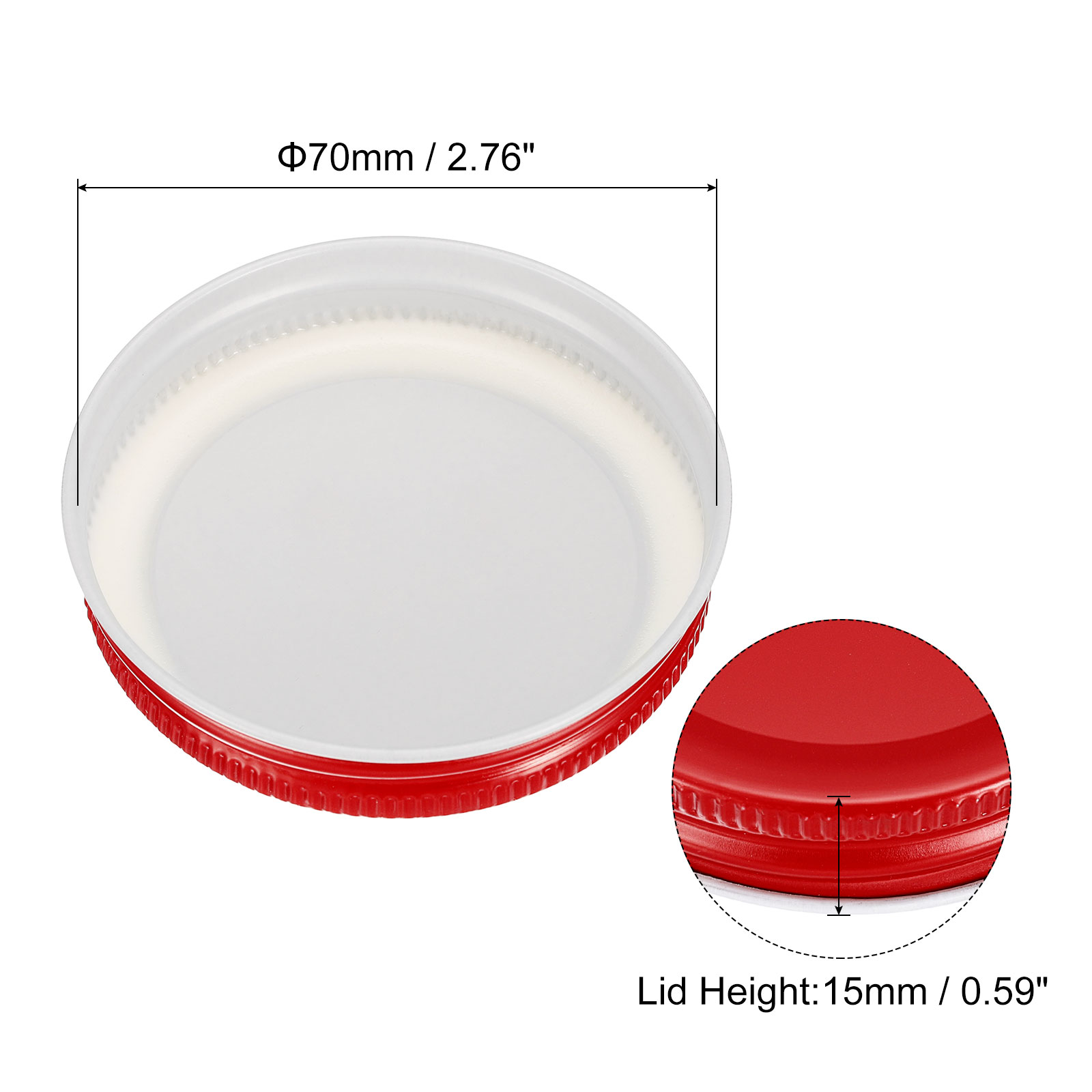 Unique Bargains 70mm/2.76" Regular Mouth Tin Plate Mason Jar Lids for Canning Jars Red 12Pcs