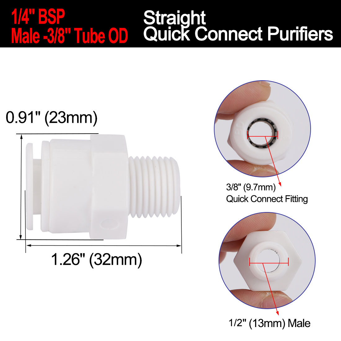 Unique Bargains 5pcs 1/2 Inch BSP Male to 3/8 Inch OD Straight Quick Connect Water Tube Fitting