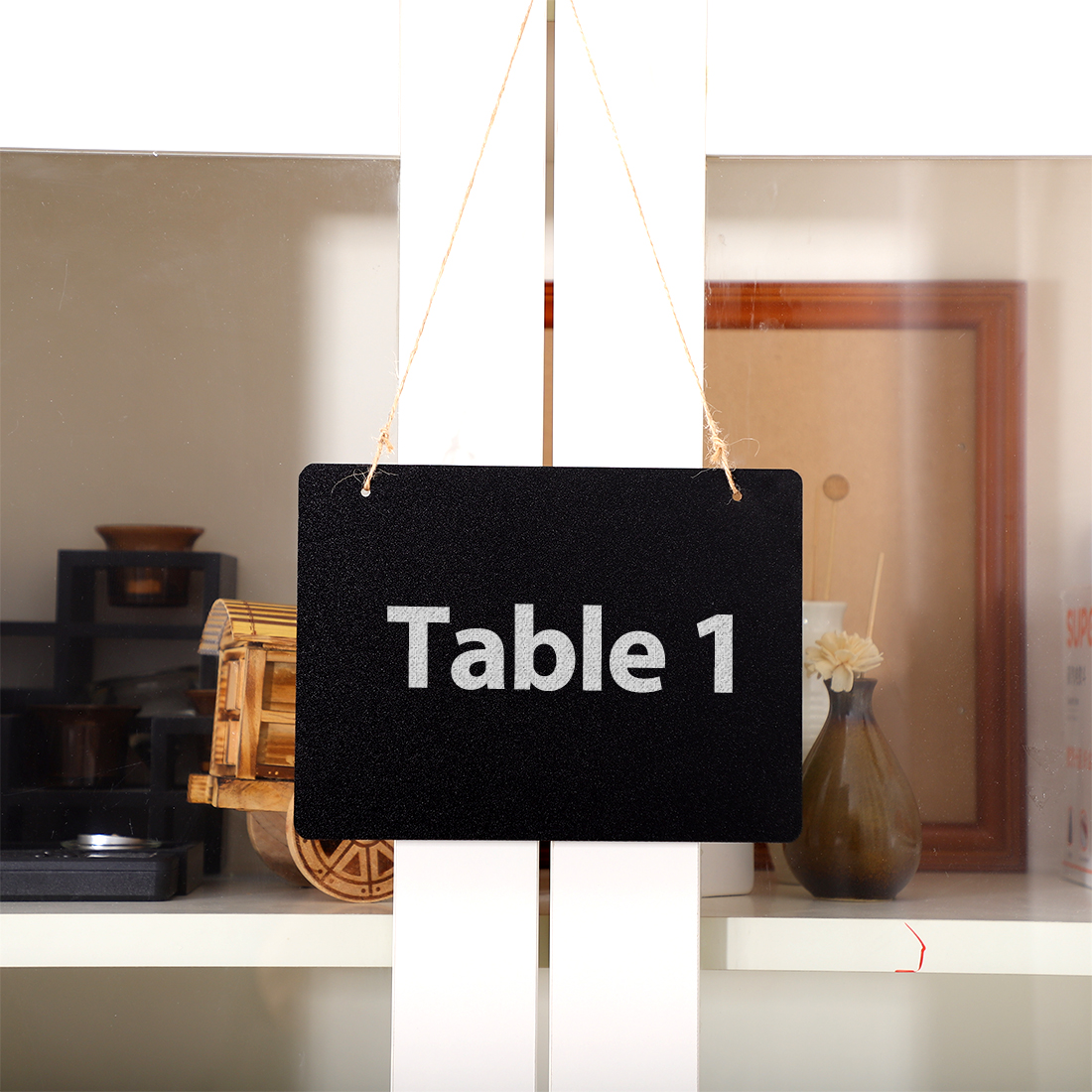 Unique Bargains 2pcs Rectangle Shape Wood Mini Chalkboard Sign Tag with Hanging Rope Board Signs
