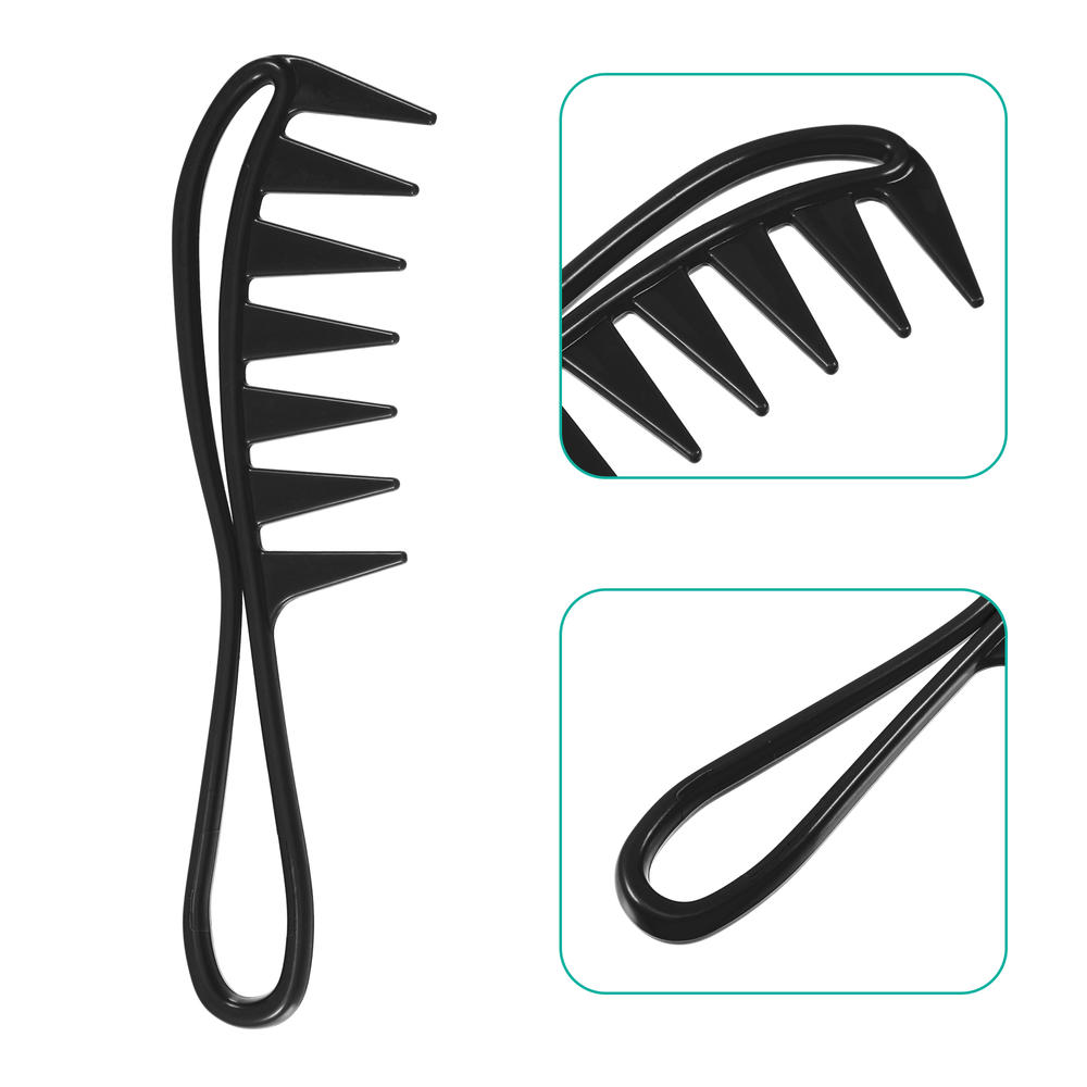 Unique Bargains 3 Pcs Hair Comb Wide Tooth Anti Static for Thick Curly Hair Hair Care Black