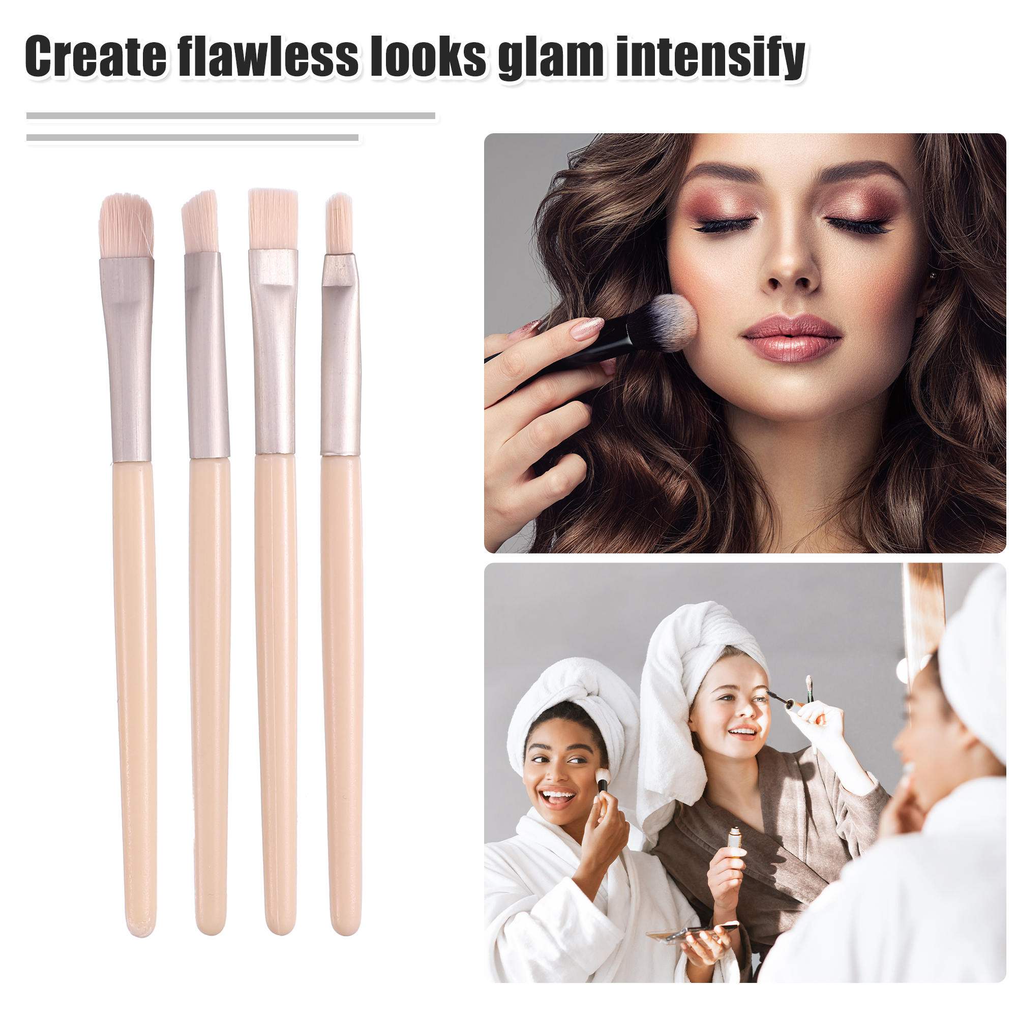 Unique Bargains 8Pcs Makeup Brush Set Artificial Fiber Plastic Metal Handle Light Pink