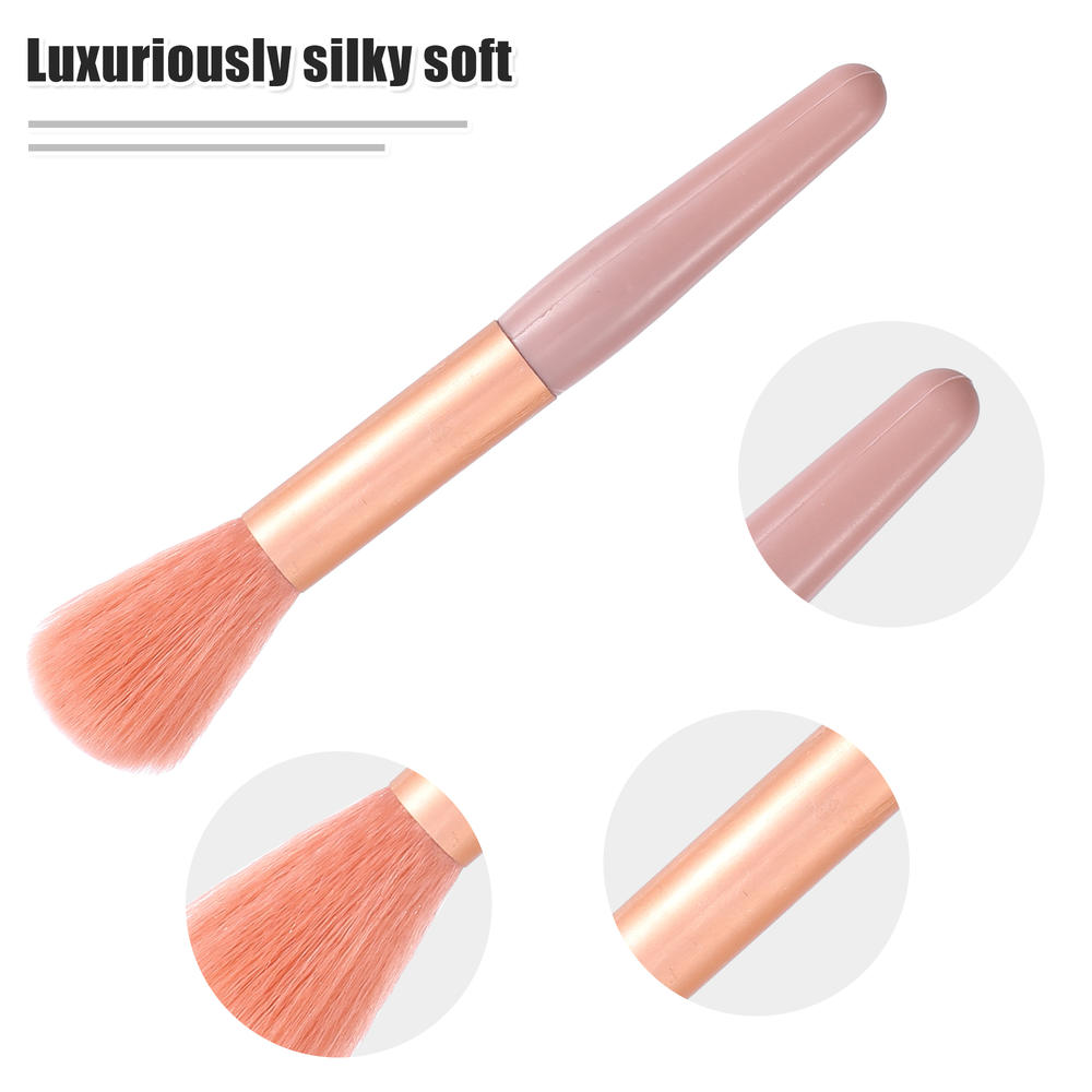Unique Bargains 8Pcs Makeup Brush Set Travel Brush Artificial Fiber Plastic Metal Handle Pink