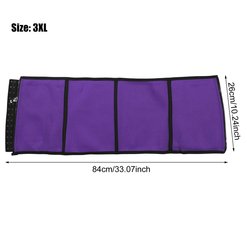 Unique Bargains Waist Trimmer Zippered Belt Neoprene Waist Sweat Band Purple Size 3XL