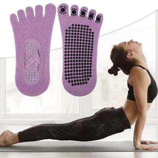 Unique Bargains 2 Pair Yoga Socks Five Toe Socks Ballet Socks with Grips  for Women Light