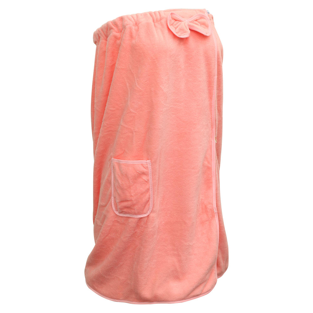 Unique Bargains Bath Wrap Towel for Women Shower Adjustable Bath Wrap Robe with Pocket Pink