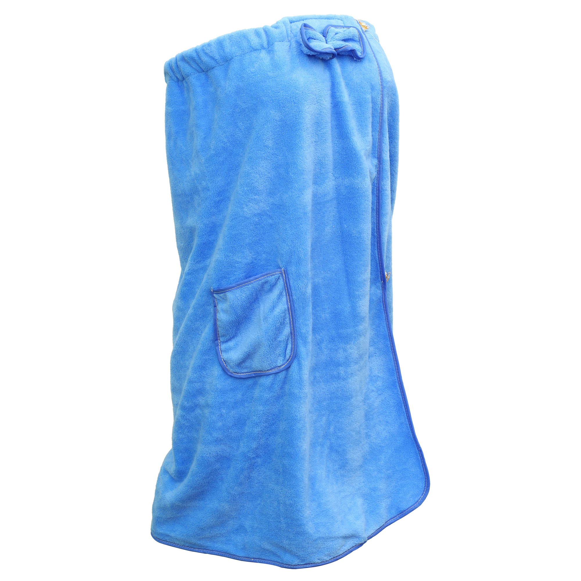Unique Bargains Bath Wrap Towel for Women Shower Adjustable Bath Wrap Robe with Pocket Blue