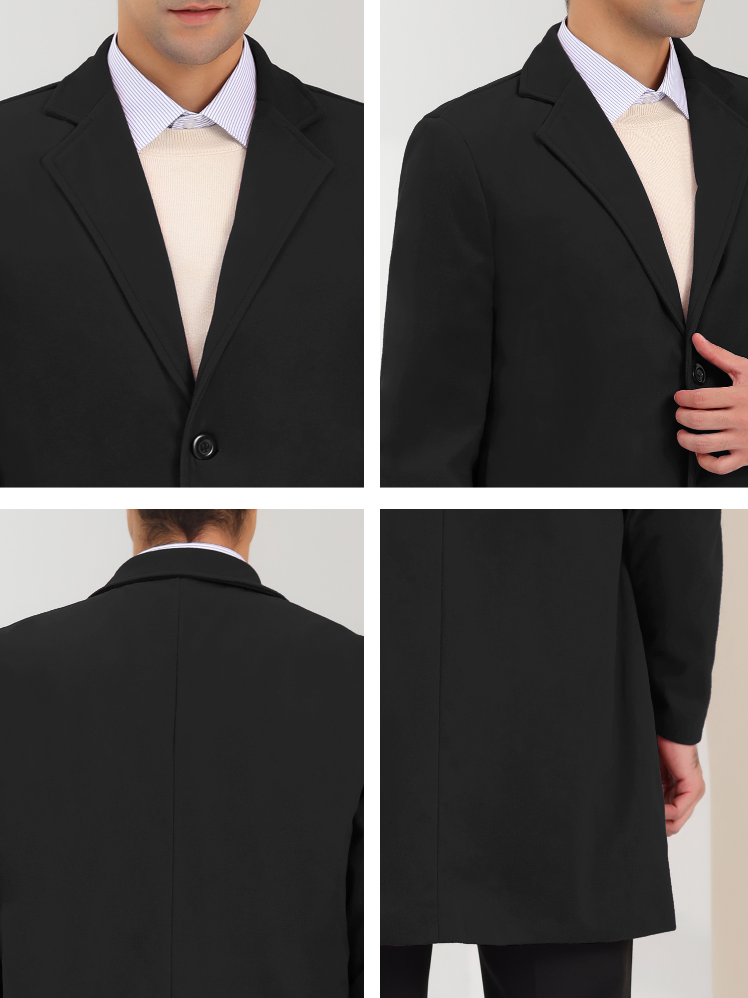 Unique Bargains Lars Amadeus Men's Trench Coat Single Breasted Classic Long Overcoat