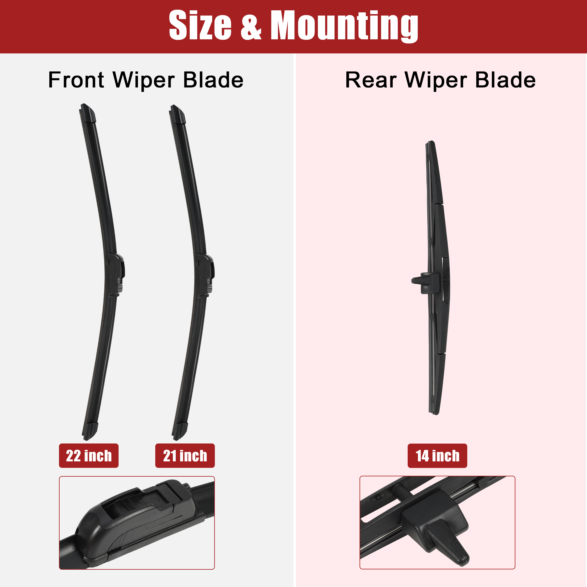 Unique Bargains 3 Pcs 22" 21" 14" Windshield Wiper Blade Set for Honda Pilot with J / U Hook
