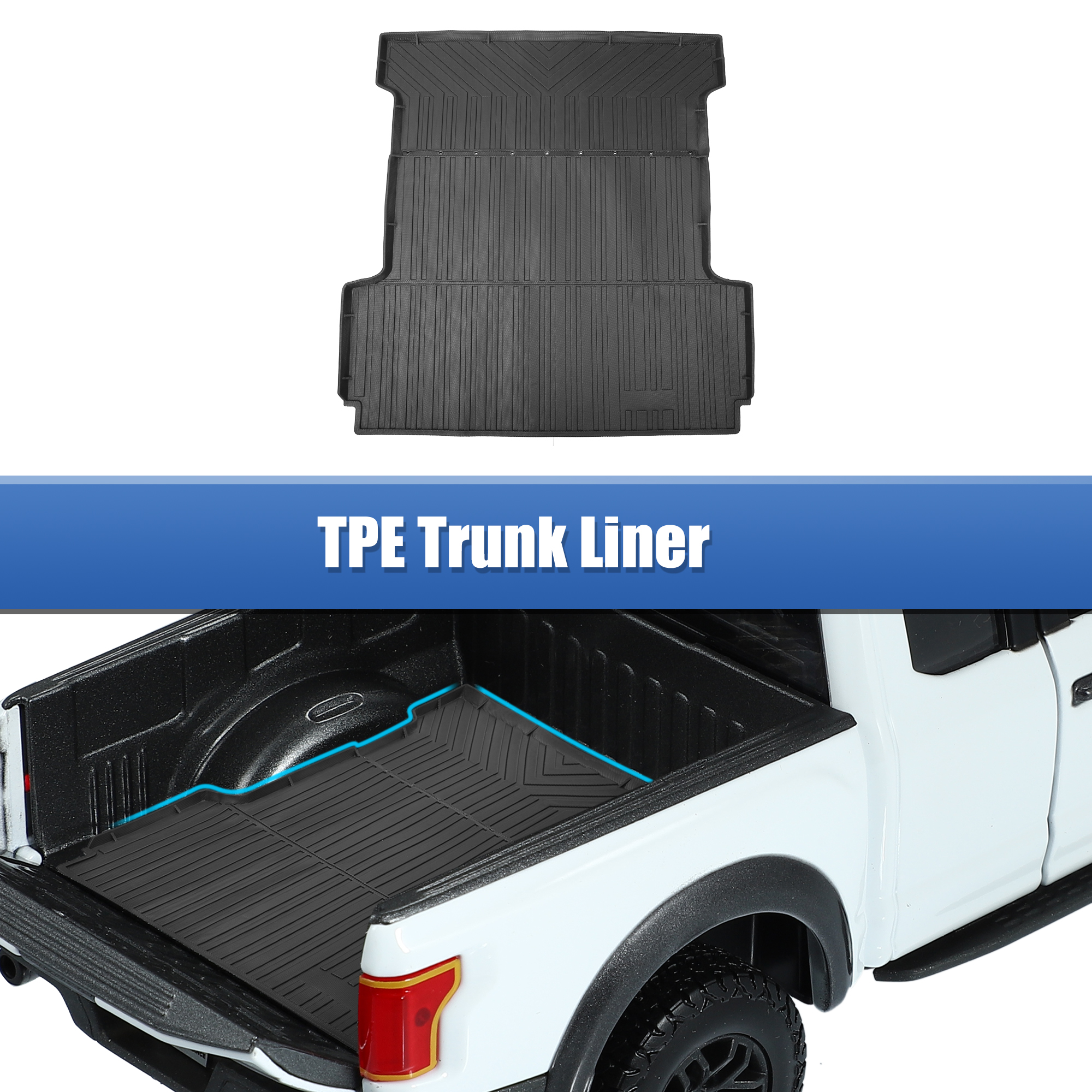Unique Bargains Truck Bed Mat Trunk Cargo Liner TPE Rubber 5.5 Ft for Ford F-150 15-20 Black