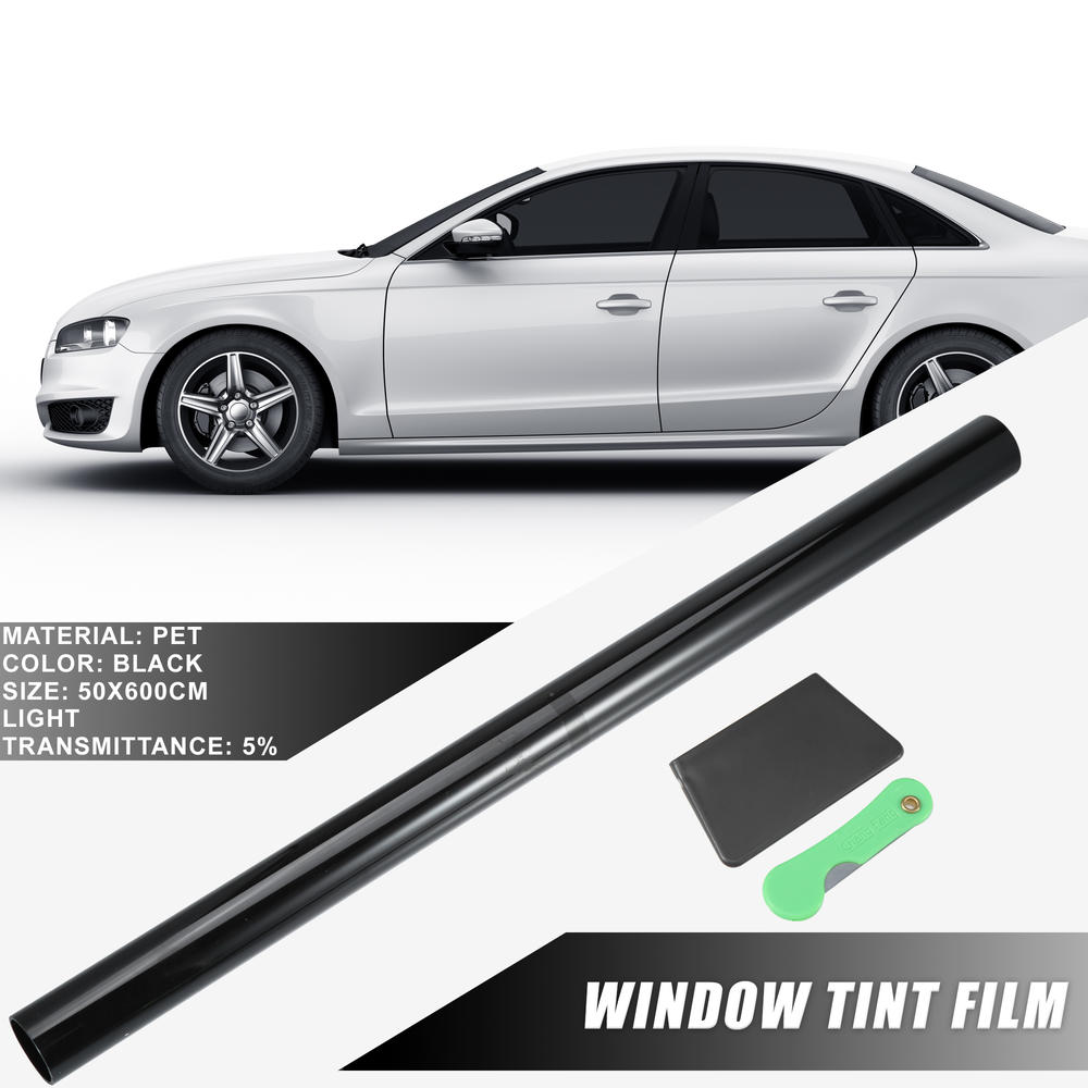 Unique Bargains 1 Set Universal Car Window Tint Film Tinting Dark Black 5% 50x600cm 20"x236"