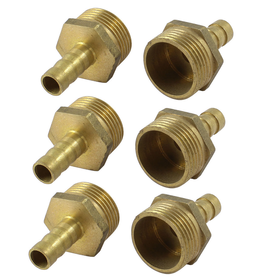 Unique Bargains 6 Pcs 3/4 PT Male Thread to 10mm Hose Barb Air Gas Pipe Quick Coupler Adapter