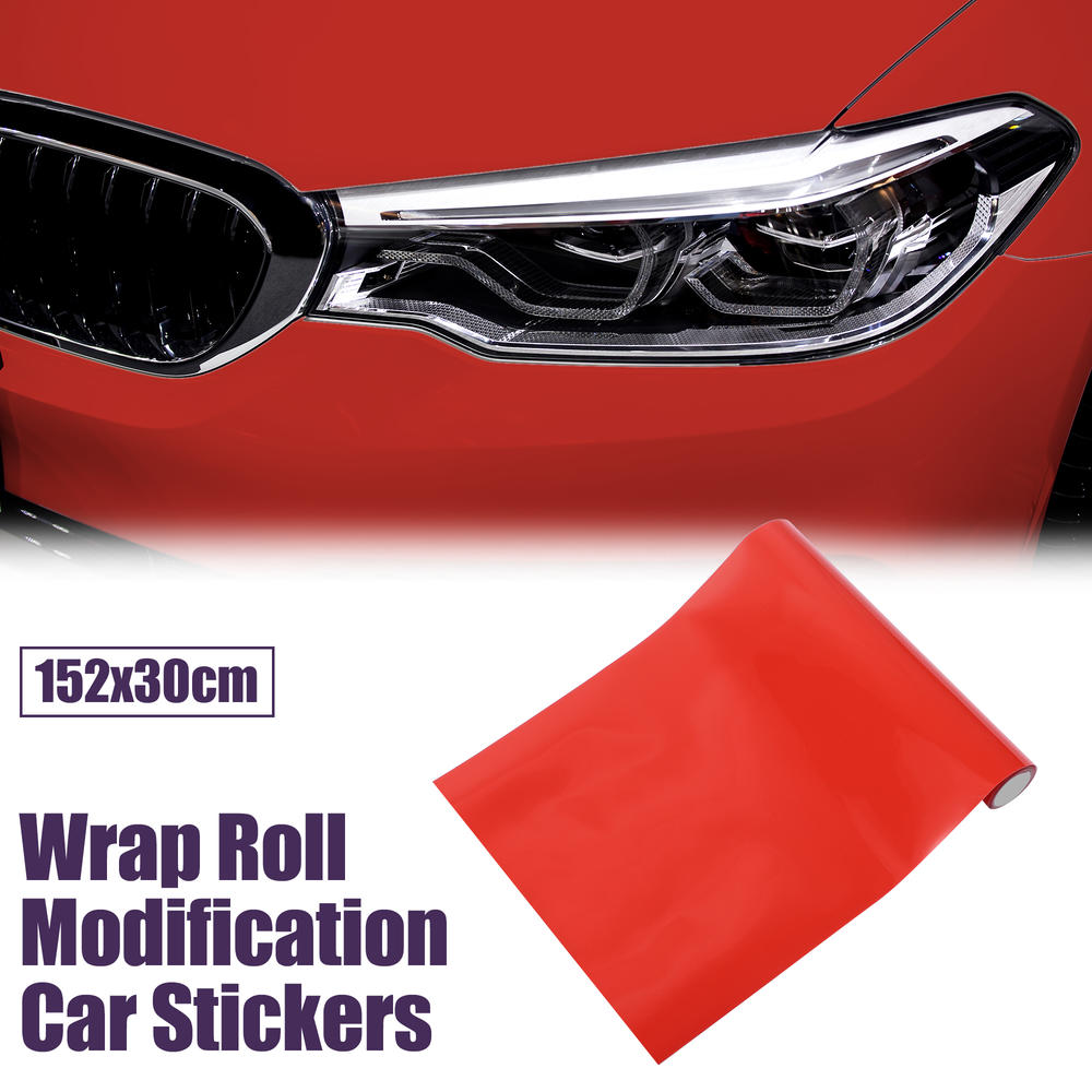 Unique Bargains Gloss Red Car Wrap Sticker Decal PVC Wrap Roll Bubble Free Self 1ft x 5ft