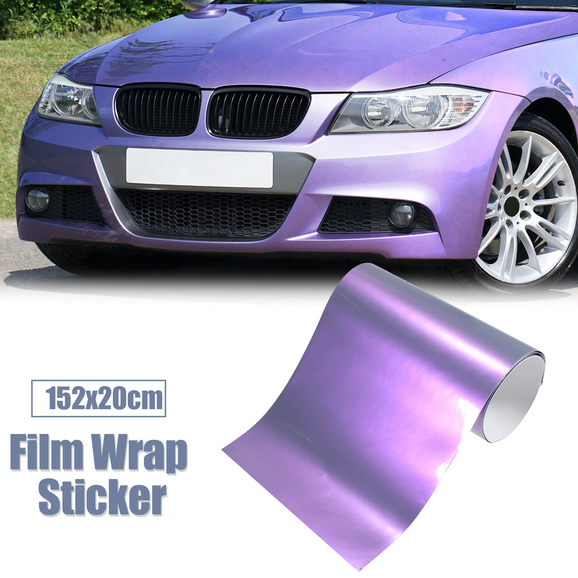 Unique Bargains Car PVC Wrap Roll Sticker Car Body Films Self Adhesive 59.8"x7.87" Gray Purple