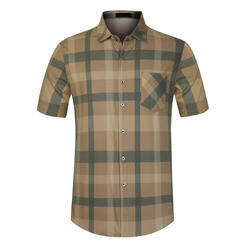Unique Bargains Plaid Shirts for Men's Short Sleeve Summer Button Down Checked Shirts