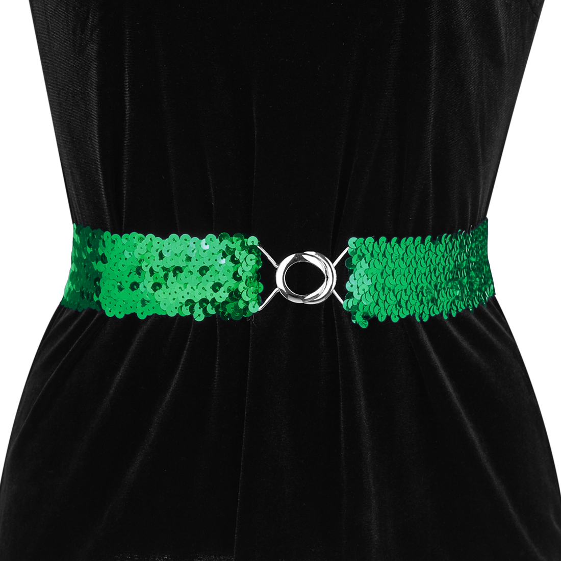Unique Bargains Womens Glitter Stretchy Waist Belts for Dress