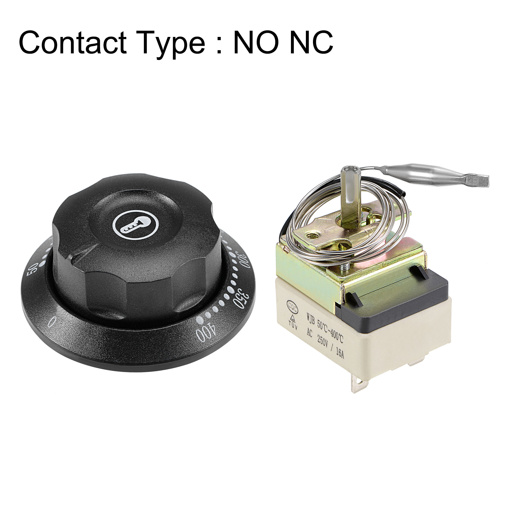 Unique Bargains 1NO 1NC 250V 16A 50-400C Capillary Thermostat 0.7m, 2 Screw&3 Crimp Terminal