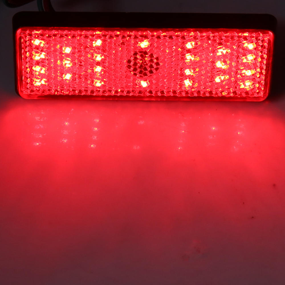 Unique Bargains 2pcs Red LED Light Square Shape Motorcycle Reflector Rear Tail Brake Stop Lamp