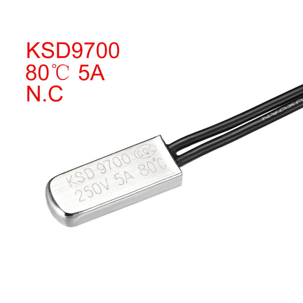Unique Bargains KSD9700 Thermostat, 80℃ N.C 5A Metal Bimetal Temperature Control Switch 2pcs