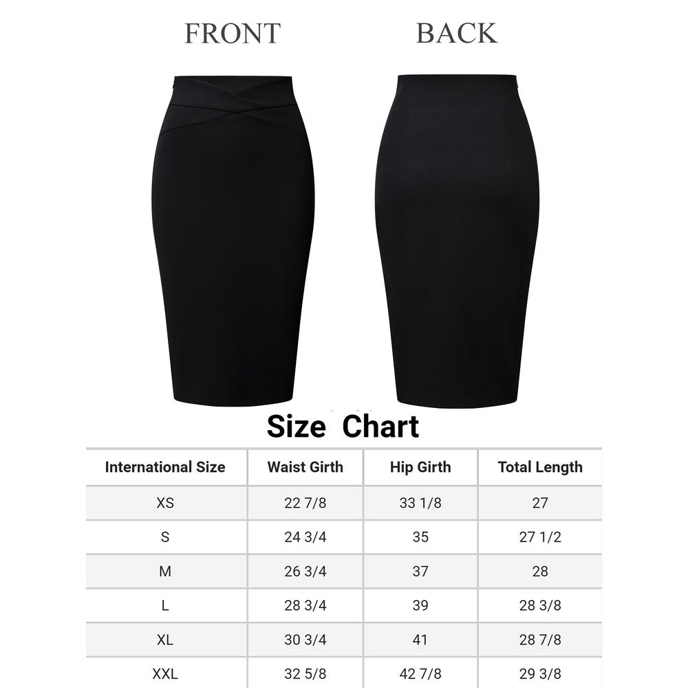 Unique Bargains Women's Pencil Skirt High Waist Work Midi Bodycon Skirts