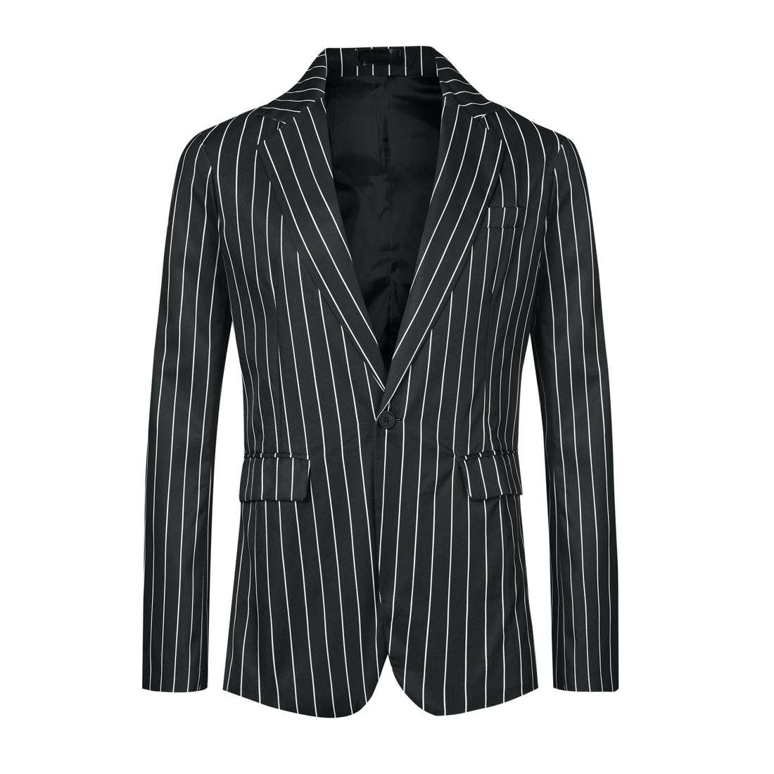 Unique Bargains Stripes Blazers for Men's Slim Fit Single Breasted Business Color Block Sports Coat