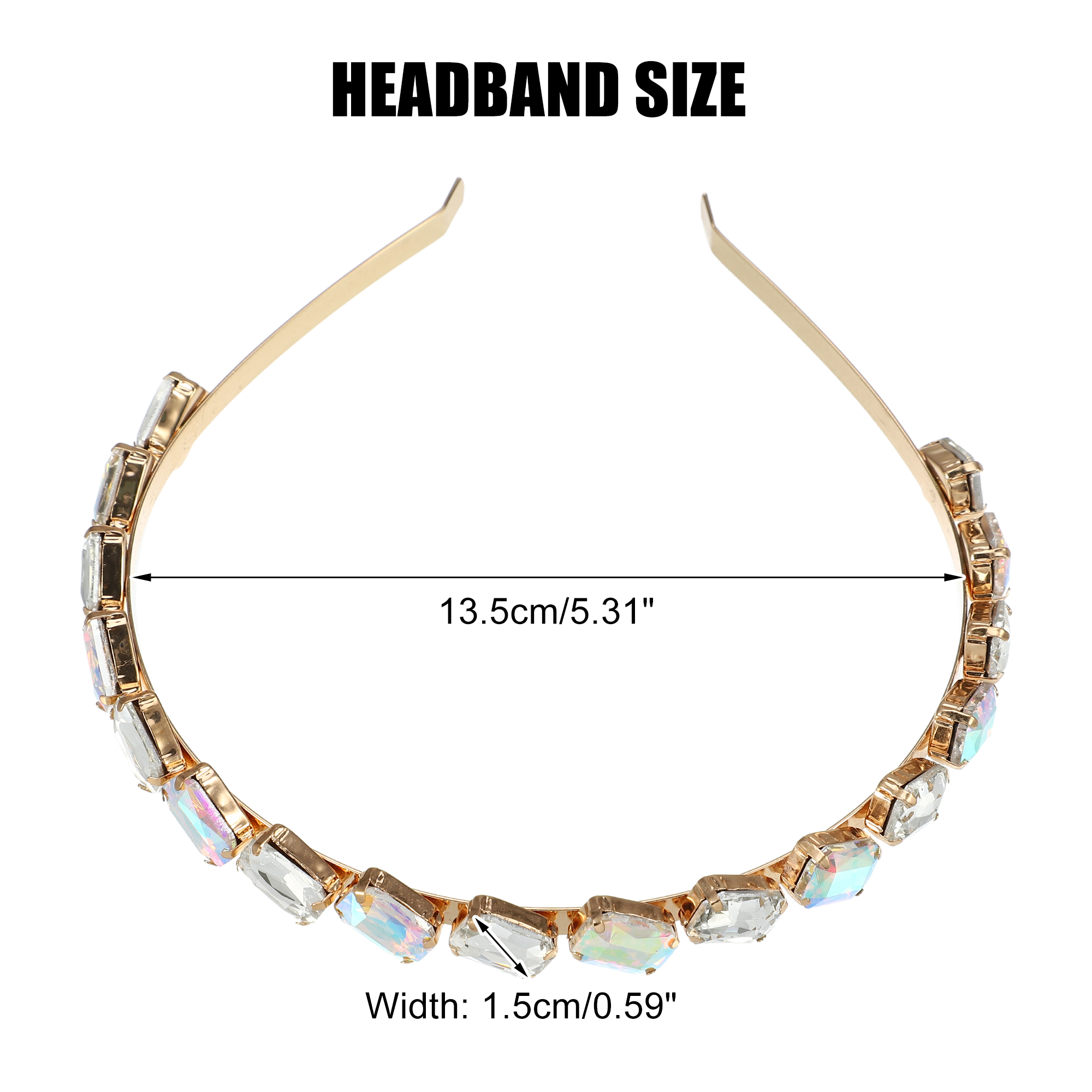 Unique Bargains Metal Colorful Glass Faux Crystal Hairband Rhinestone Headband