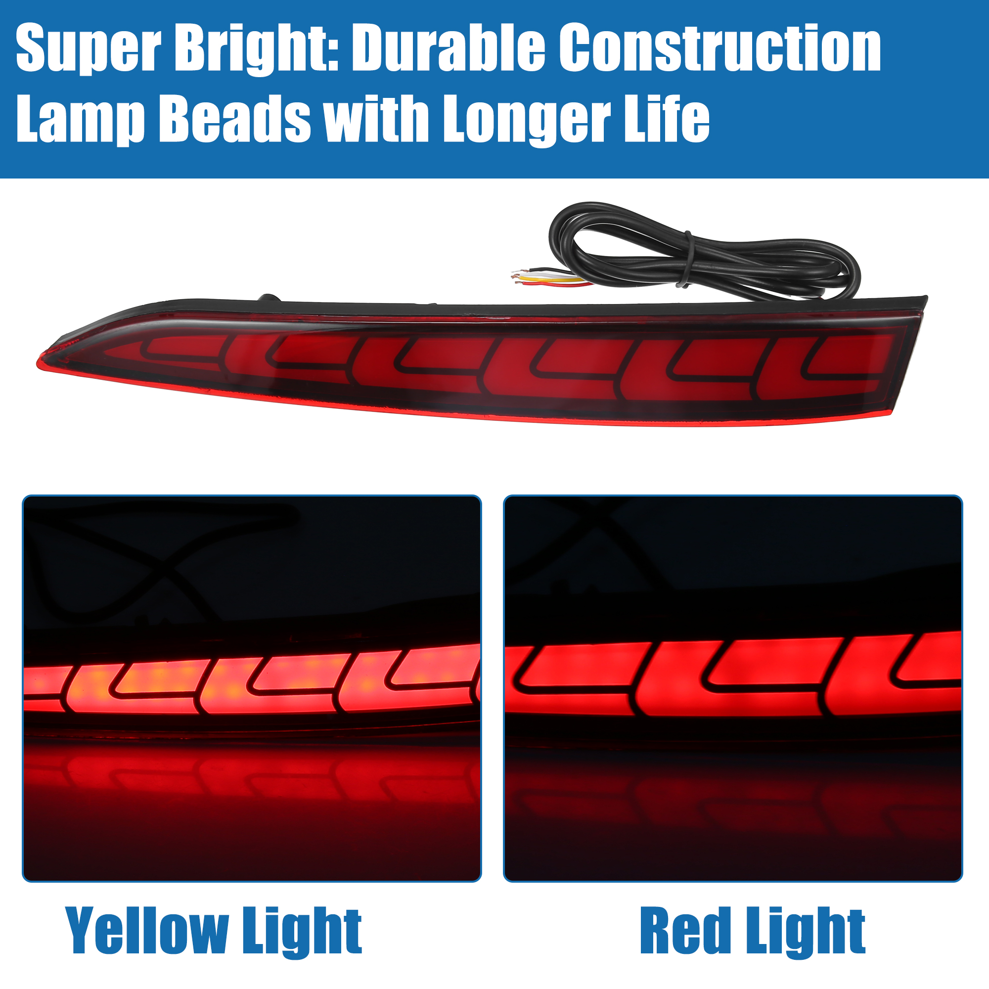Unique Bargains 1 Pair Rear Bumper Reflector Fog Brake Tail Light for Hyundai Accent Red Amber