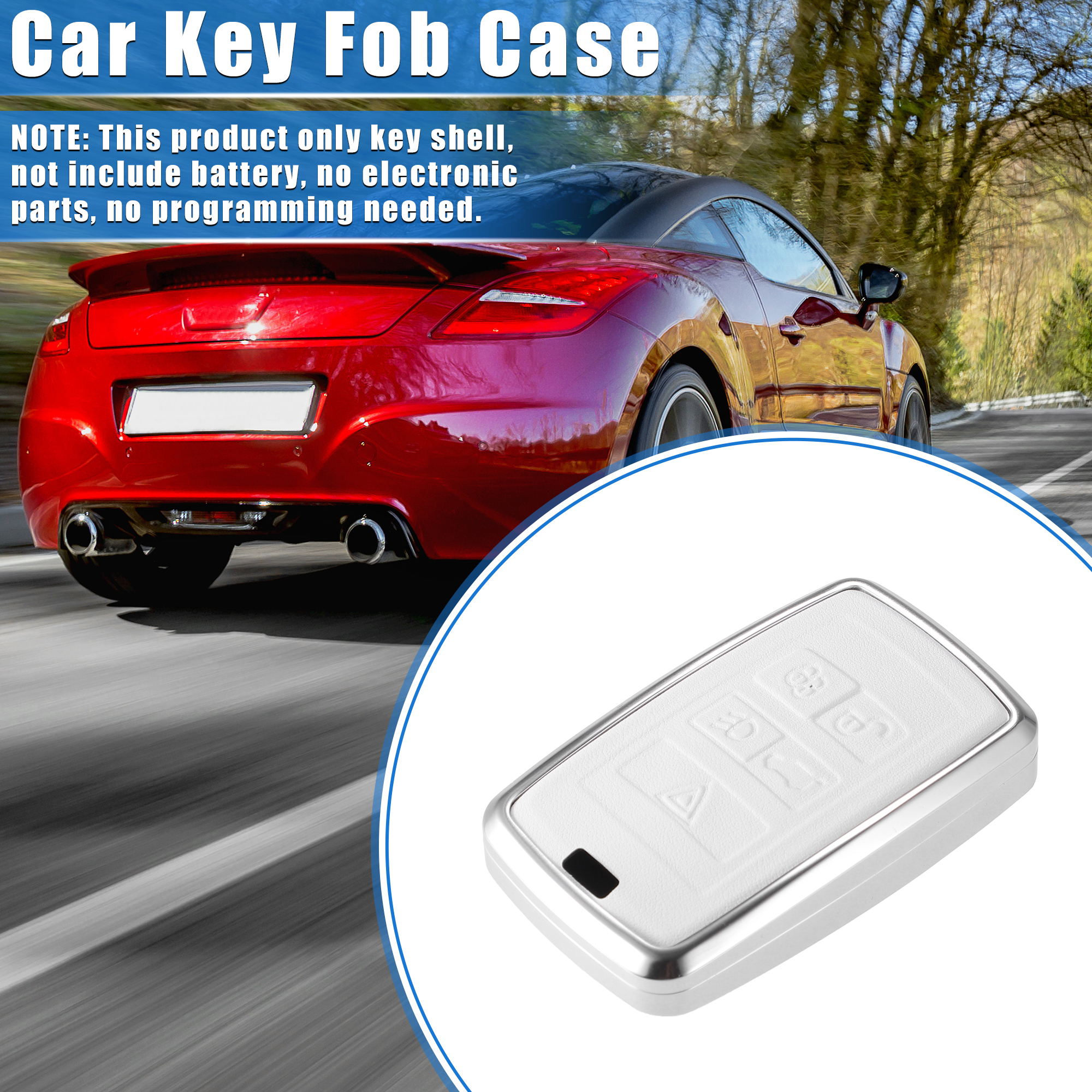 Unique Bargains 5 Button Smart Key Fob Case for Land Rover for Range Rover Faux Leather White