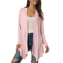 Unique Bargains Women's 2023 Spring Fall Draped Open Front Casual Long Sleeve Lightweight Cardigan